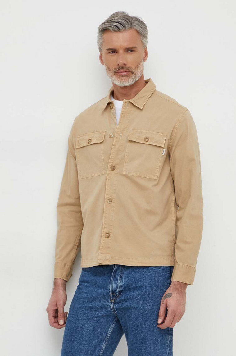 Pepe Jeans koszula LELE męska kolor beżowy regular PM308272