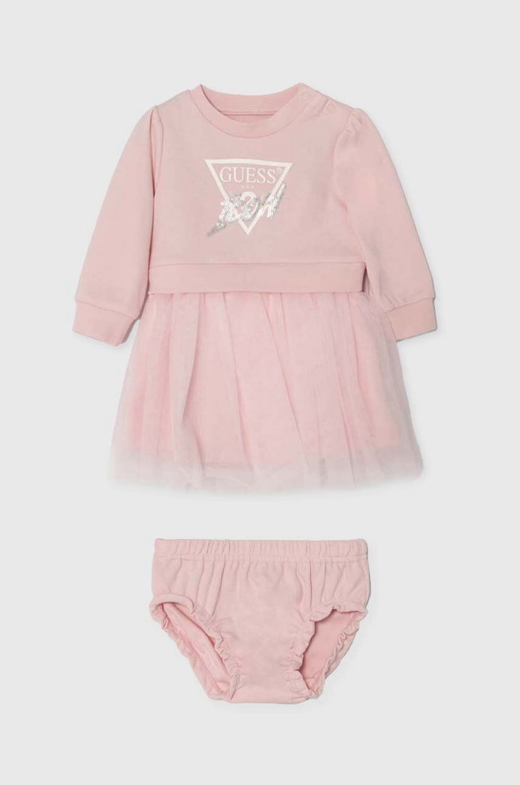 Guess sukienka niemowlęca kolor różowy mini rozkloszowana A4YK03 KB8R0