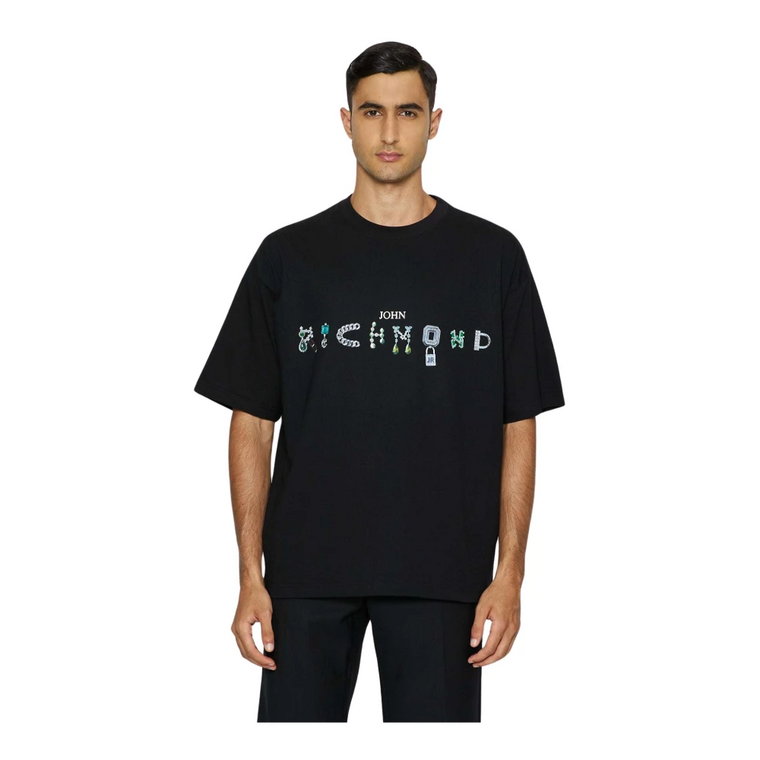 T-shirt z logo na przodzie John Richmond