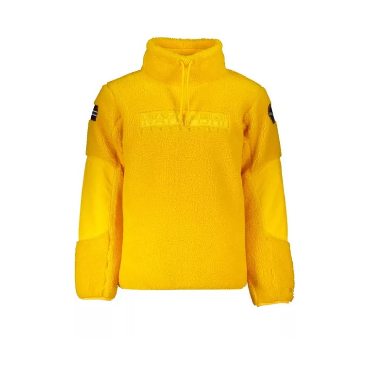 Żółty Sweter z Haftem i Logo Napapijri