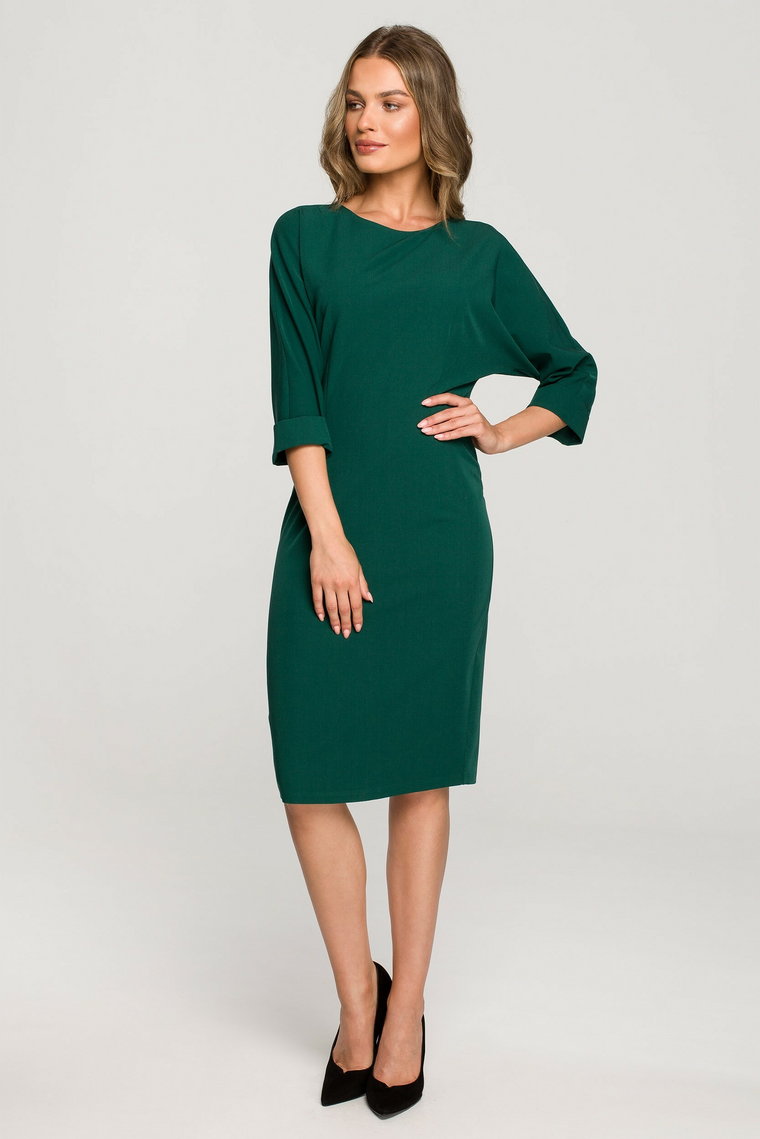 Ołówkowa sukienka z okrągłym dekoltem - Zielona Style