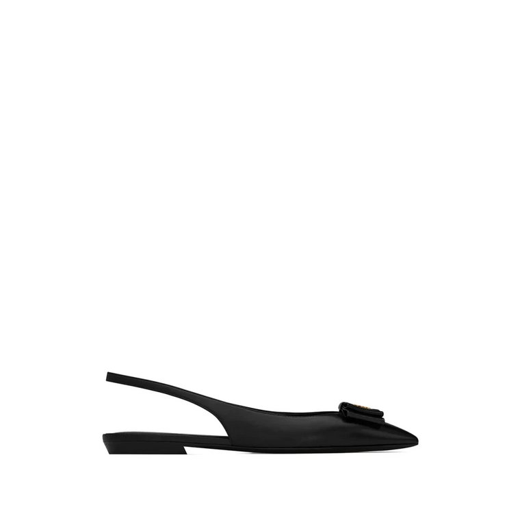 Czarne płaskie buty z elastycznym paskiem na pięcie Saint Laurent