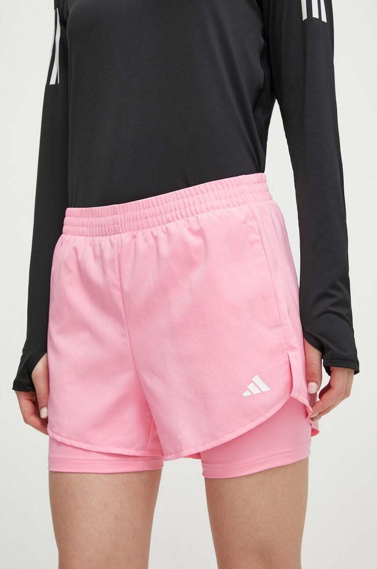 adidas Performance szorty treningowe kolor różowy gładkie high waist IS3950