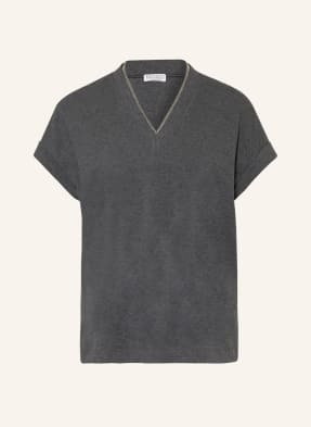 Brunello Cucinelli T-Shirt Z Obszyciem Ozdobnymi Kamykami grau