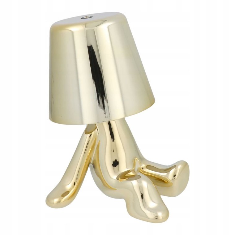 Lampka nocna GOLD MAN elegancka ozdobna złota lampa LED akumulator dotykowa