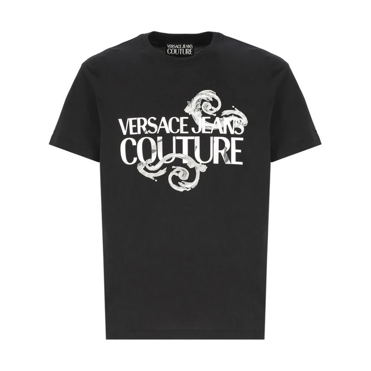 Czarna koszulka z logo Watercolor Versace Jeans Couture