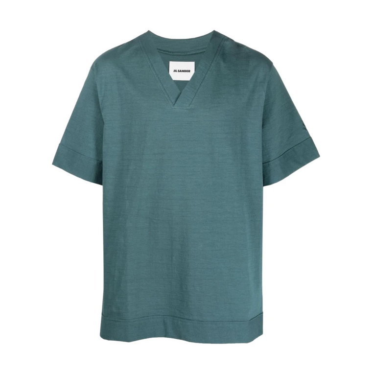 Niebieski Casual T-shirt dla Mężczyzn Jil Sander
