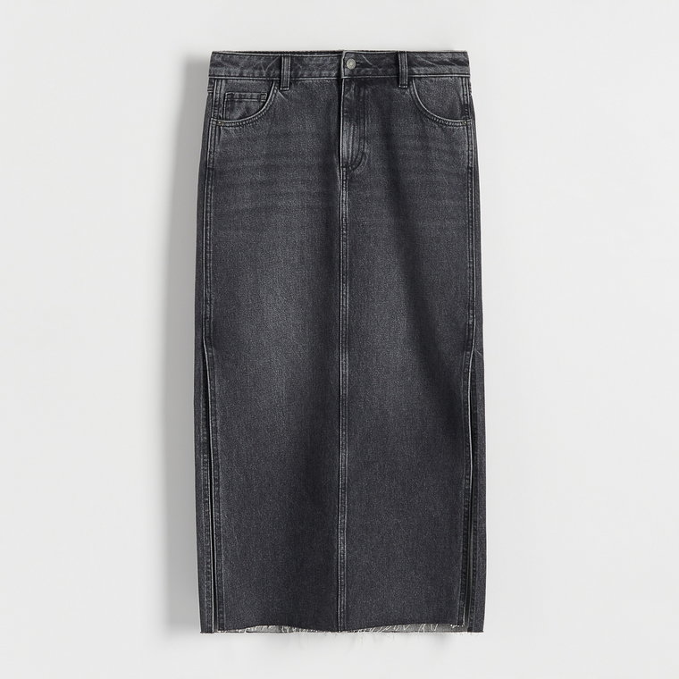 Reserved - Jeansowa spódnica z rozcięciami - czarny