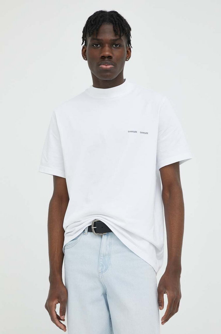 Samsoe Samsoe t-shirt bawełniany Norsbro kolor biały gładki M20300010