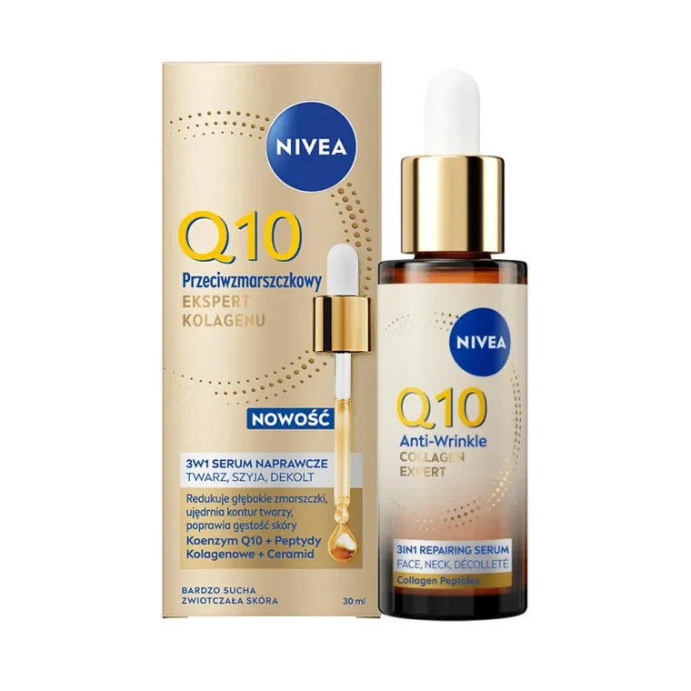 NIVEA Q10 Przeciwzmarszczkowy Ekspert Kolagenu serum naprawcze do twarzy 3w1 30 ml