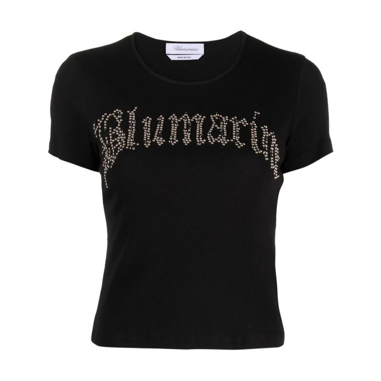 Czarne koszulki i pola z haftowanym logo Blumarine
