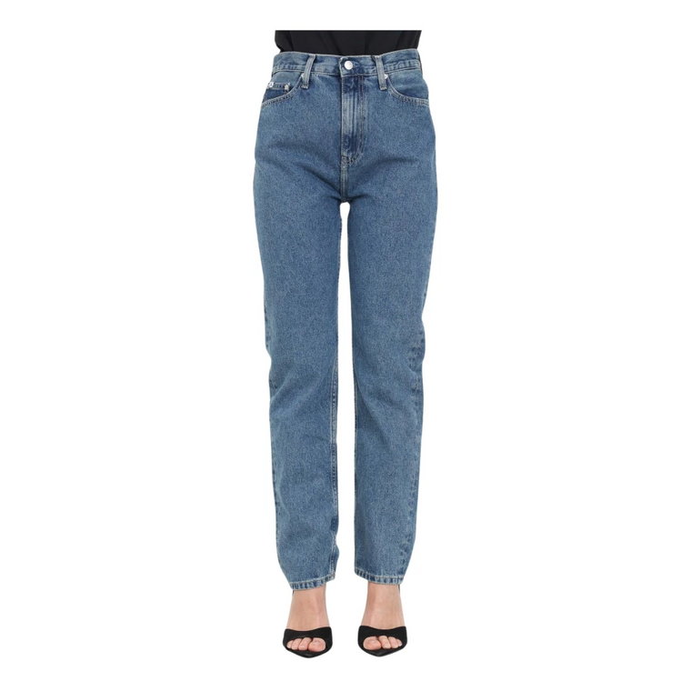 Wysokiej talii niebieskie jeansy damskie Calvin Klein Jeans