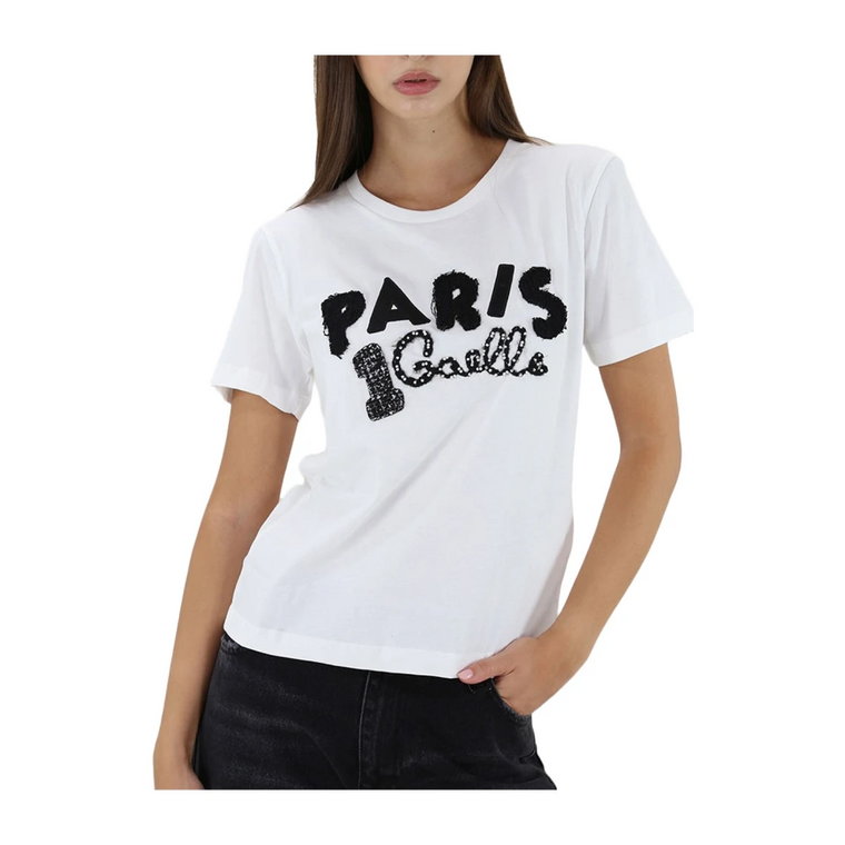 Bawełniana koszulka z haftowanym logo Gaëlle Paris