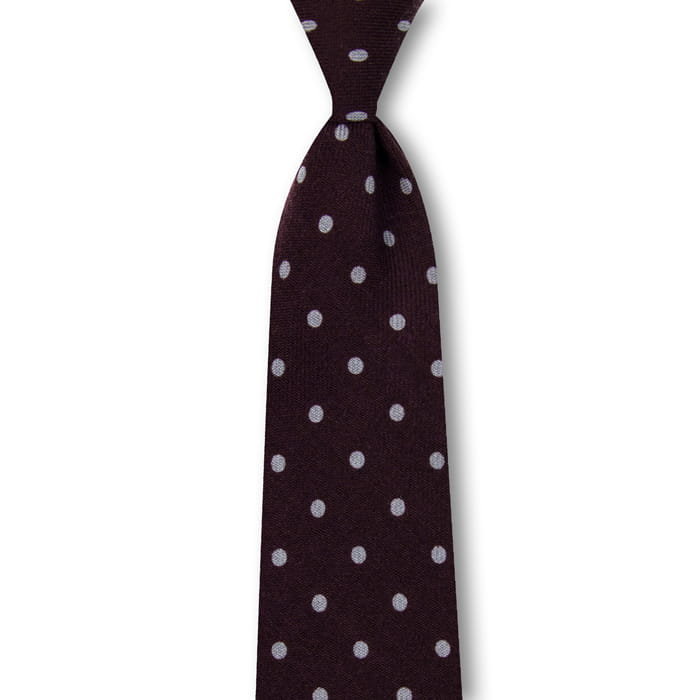 Krawat wełniany bordowy w groszki EM 9