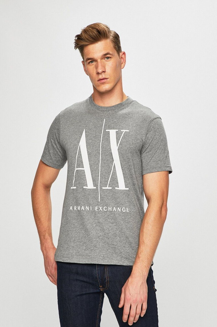 Armani Exchange t-shirt bawełniany kolor szary z nadrukiem 8NZTPA ZJH4Z NOS