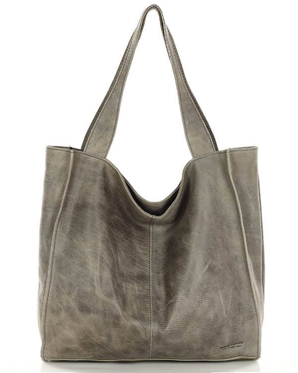 Prestigia Duża torba shopper skórzana taupe khaki