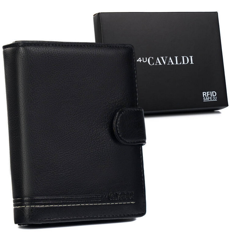 Klasyczny portfel męski z eleganckimi przeszyciami  Cavaldi