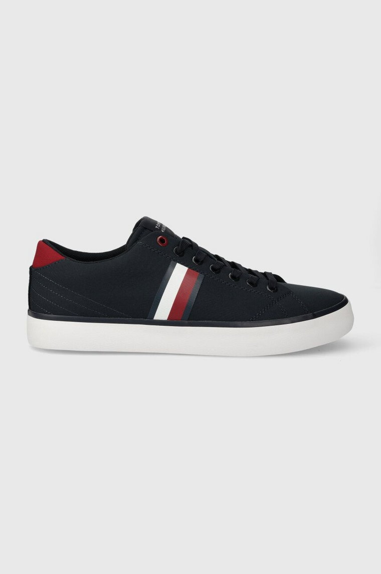 Tommy Hilfiger tenisówki TH HI VULC LOW STRIPES MESH męskie kolor granatowy FM0FM04946