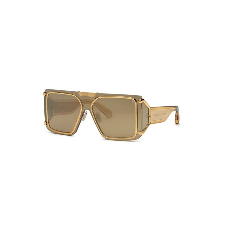 Złote okulary przeciwsłoneczne z brązowymi/złotymi soczewkami Philipp Plein