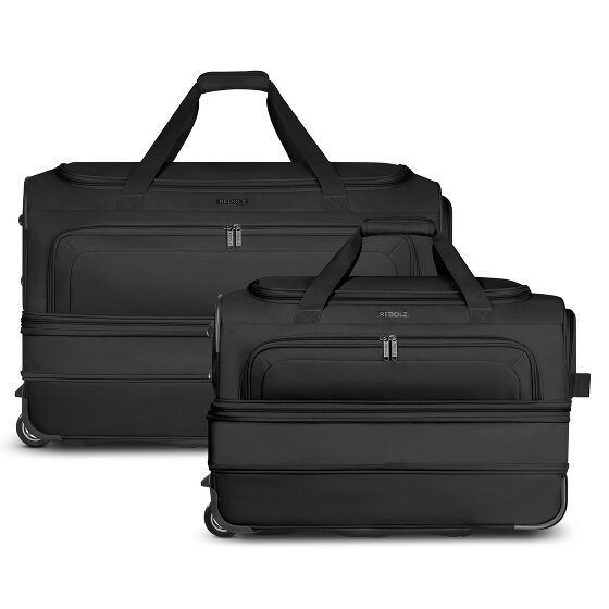 Redolz Zestaw 2-kołowych toreb podróżnych Duffle Essentials 2 szt. M+L z elastycznym zagięciem black