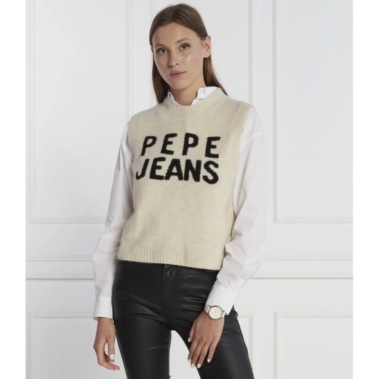 Pepe Jeans London Kamizelka knits | Regular Fit | z dodatkiem wełny