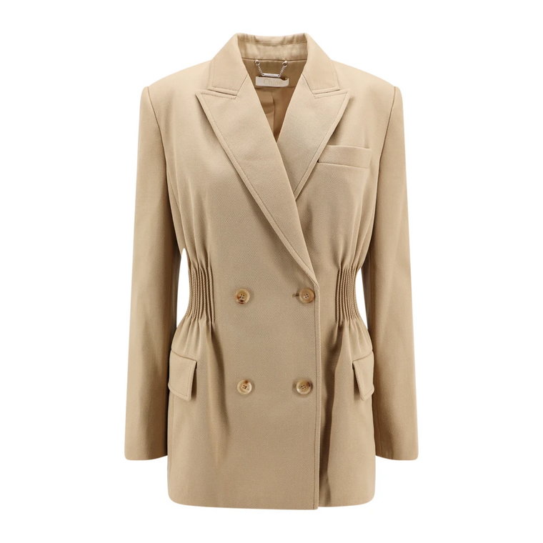 Beige Blazer Peak Lapel Double-Breasted Chloé