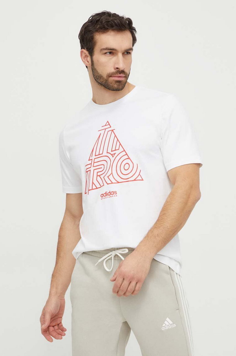 adidas t-shirt bawełniany TIRO TIRO męski kolor biały z nadrukiem IN6257