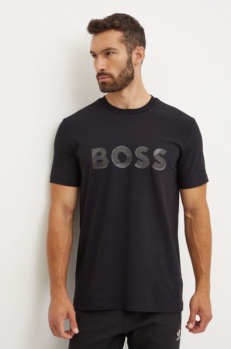 Boss Green t-shirt męski kolor czarny z nadrukiem 50519365