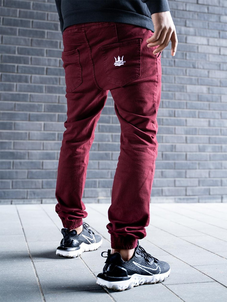Spodnie Jogger Jigga Crown Stitch Bordowe / Białe