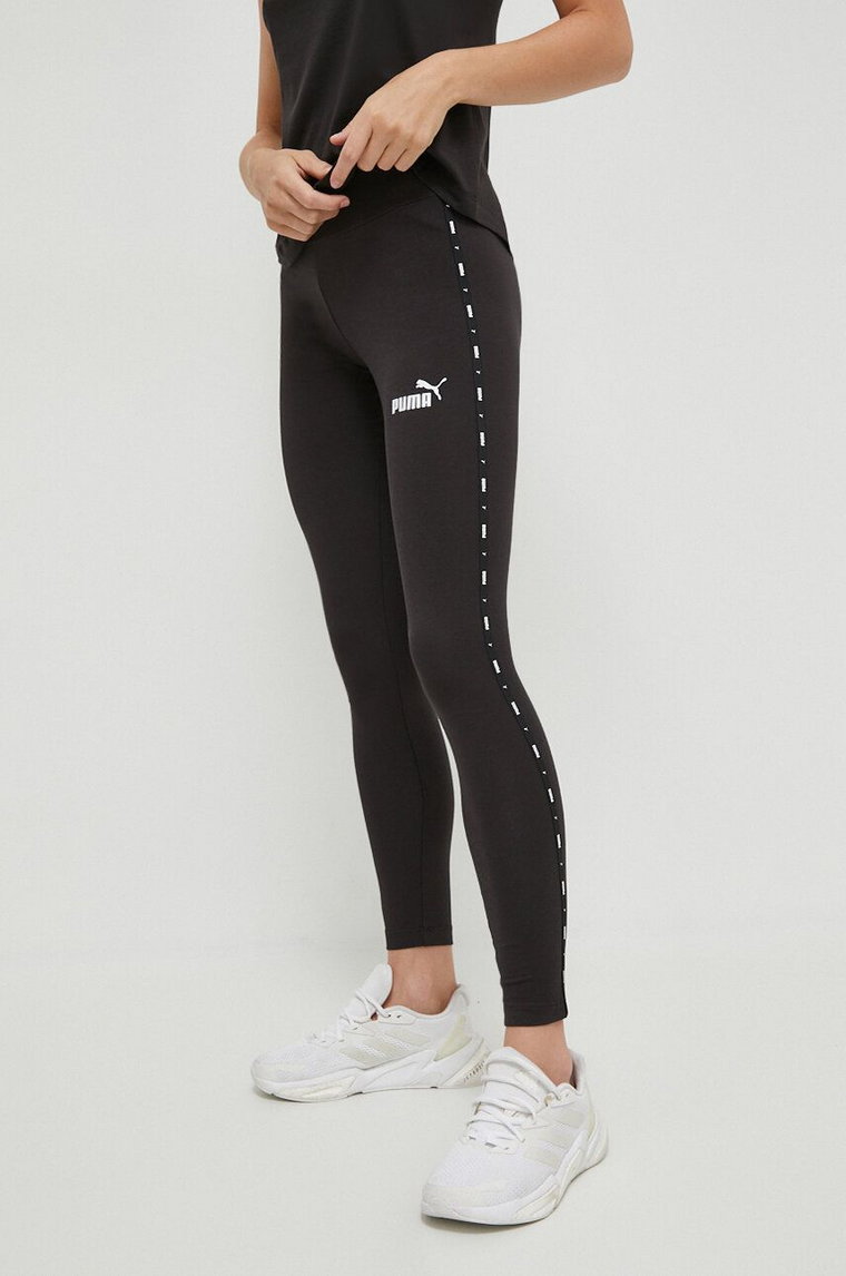 Puma legginsy damskie kolor czarny z aplikacją 675998