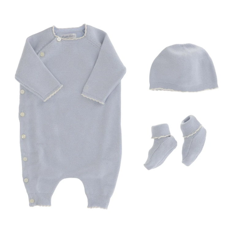 Niebieski 3-częściowy zestaw dla niemowląt z bawełny Polo Ralph Lauren