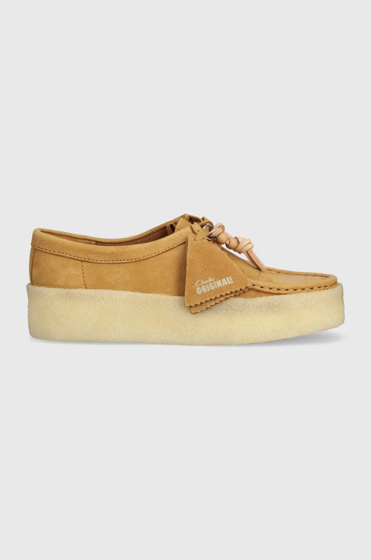 Clarks Originals mokasyny nubukowe Wallabee Cup kolor brązowy na platformie 26176566