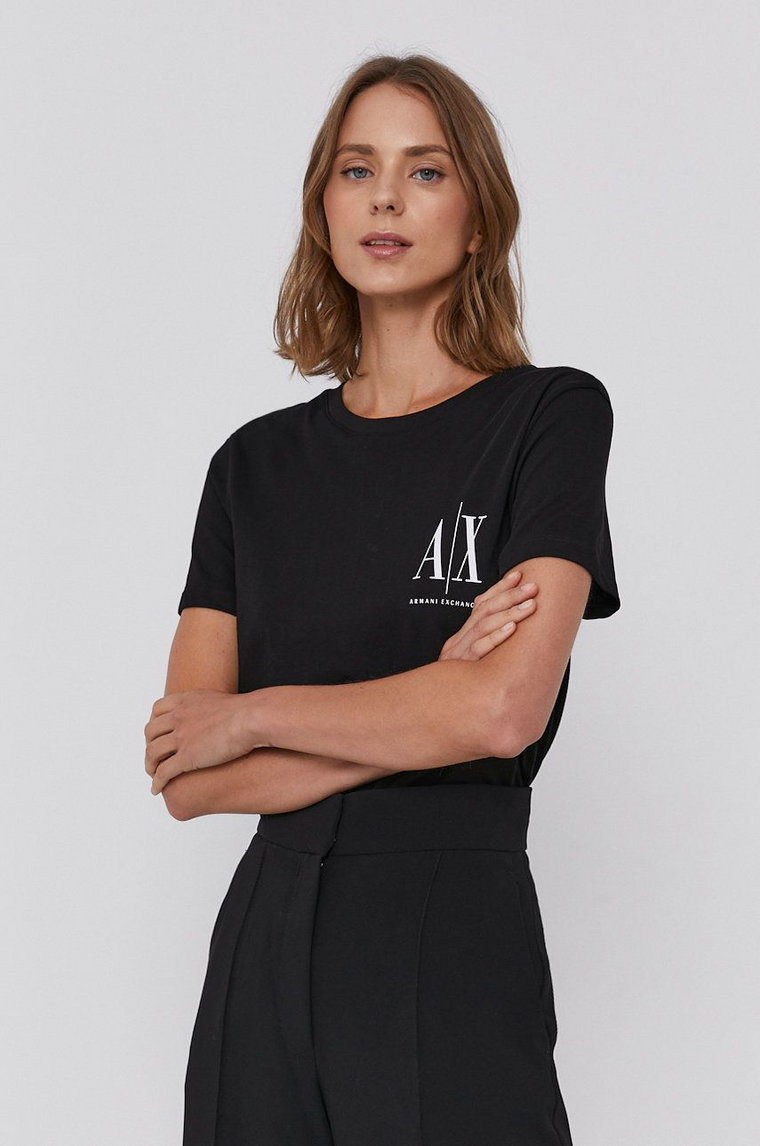 Armani Exchange t-shirt bawełniany kolor czarny 8NYTFX YJG3Z NOS