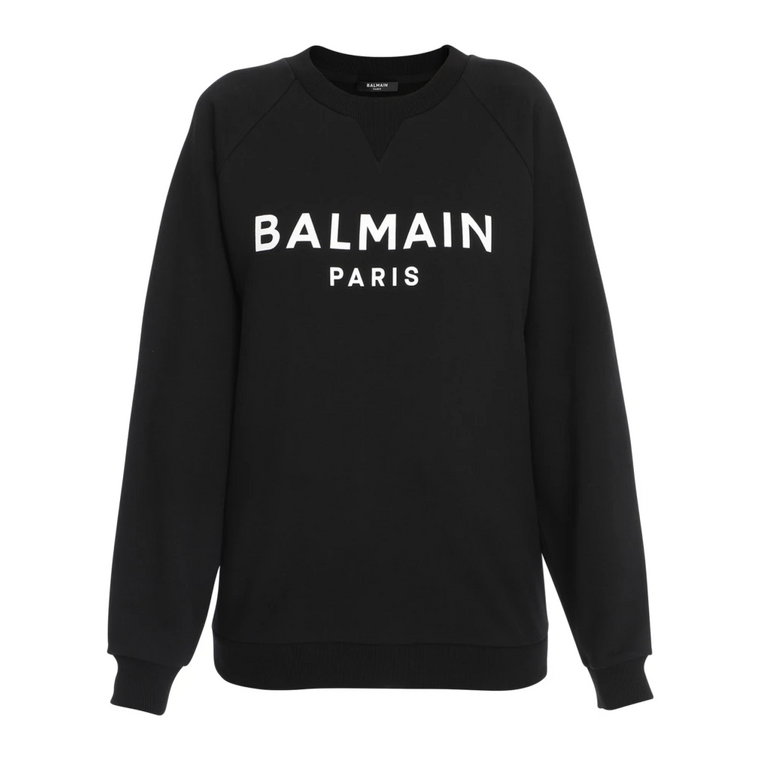 Ekologiczny sweter z bawełny z nadrukiem logo Balmain