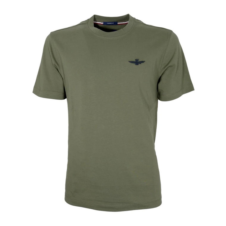 Zielony Bawełniany T-shirt z Jersey Ts2065 Aeronautica Militare
