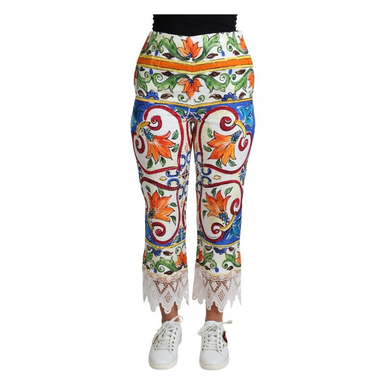 Majolica Print Bawełniane Spodnie Dolce & Gabbana