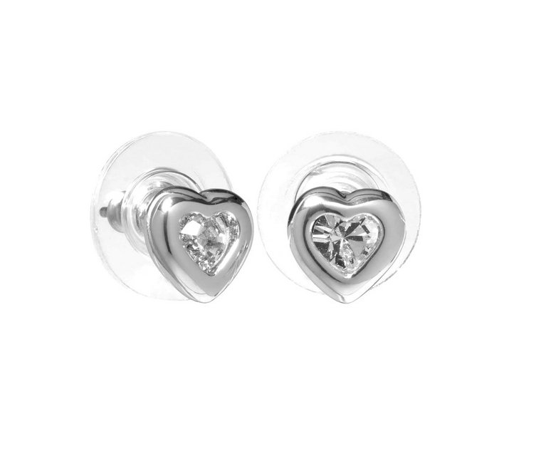 Kolczyki sztyfty serca z kryształem (P9805AG)