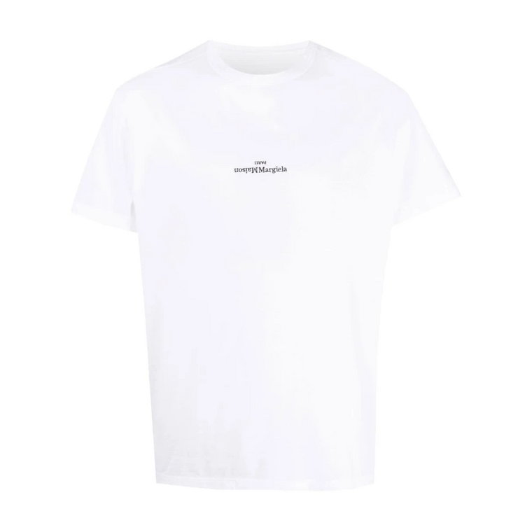 Biała Bawełniana Koszulka z Odwróconym Logo Maison Margiela