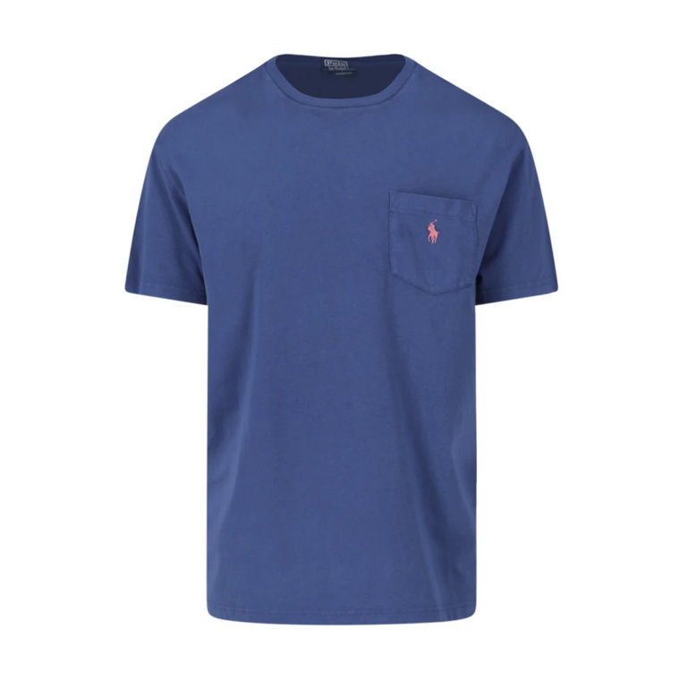 Niebieski Bawełniany T-shirt z Logo Ralph Lauren