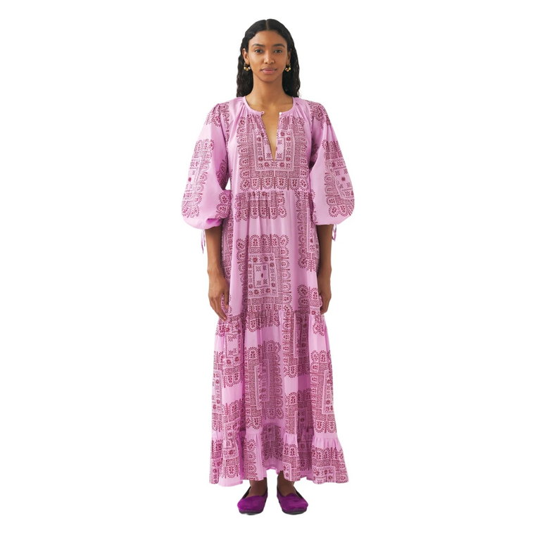 Bawełniana sukienka maxi z nadrukiem voile Nalii Antik Batik