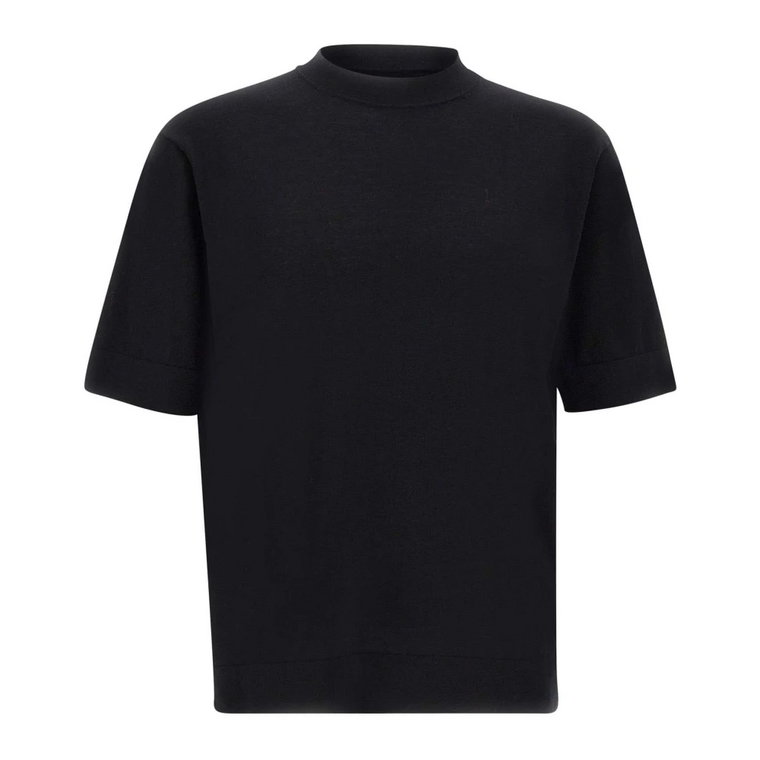 Czarna bawełniana koszulka Crepe dla mężczyzn Filippo De Laurentiis