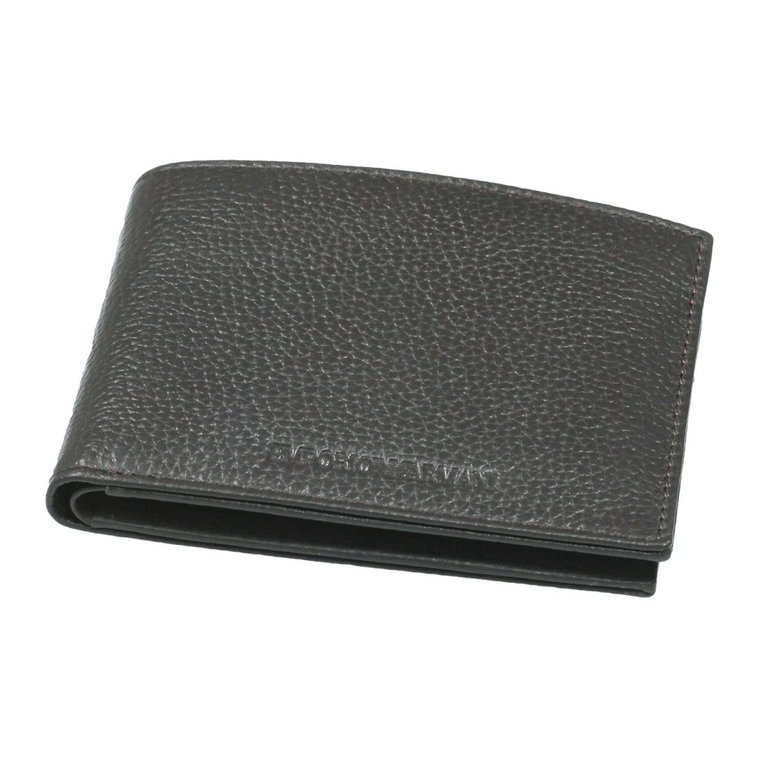 Czarny Grained Leather Wallet Emporio Armani