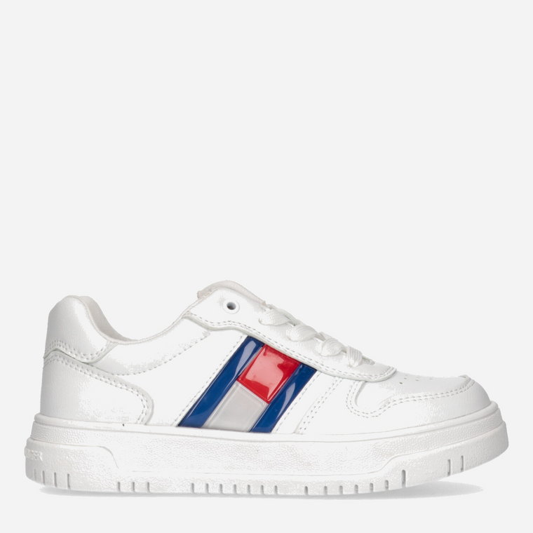 Buty sportowe dziecięce dla dziewczynki Tommy Hilfiger Flag Low Cut Lace-up Sneaker T3X9-32867-1355100- 37 Białe (8052578204054). Buty sportowe dziewczęce