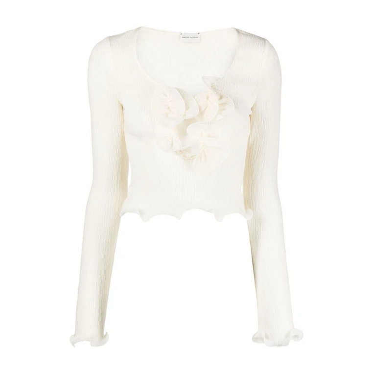 Kremowy Sweter z 3D Kwiatowym Ozdobieniem Magda Butrym