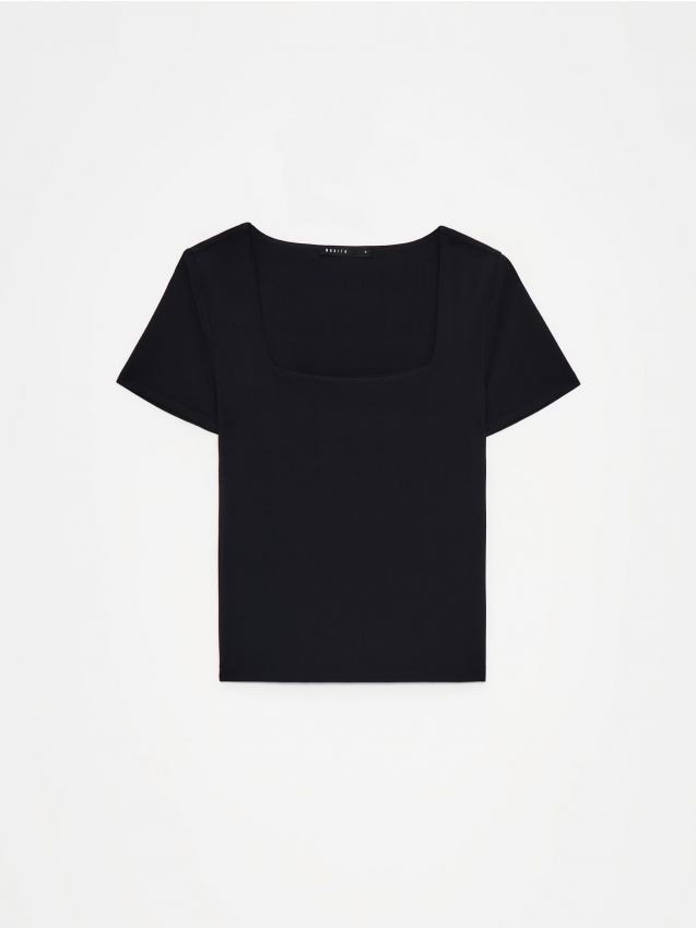 Mohito - Prążkowana czarna koszulka - czarny