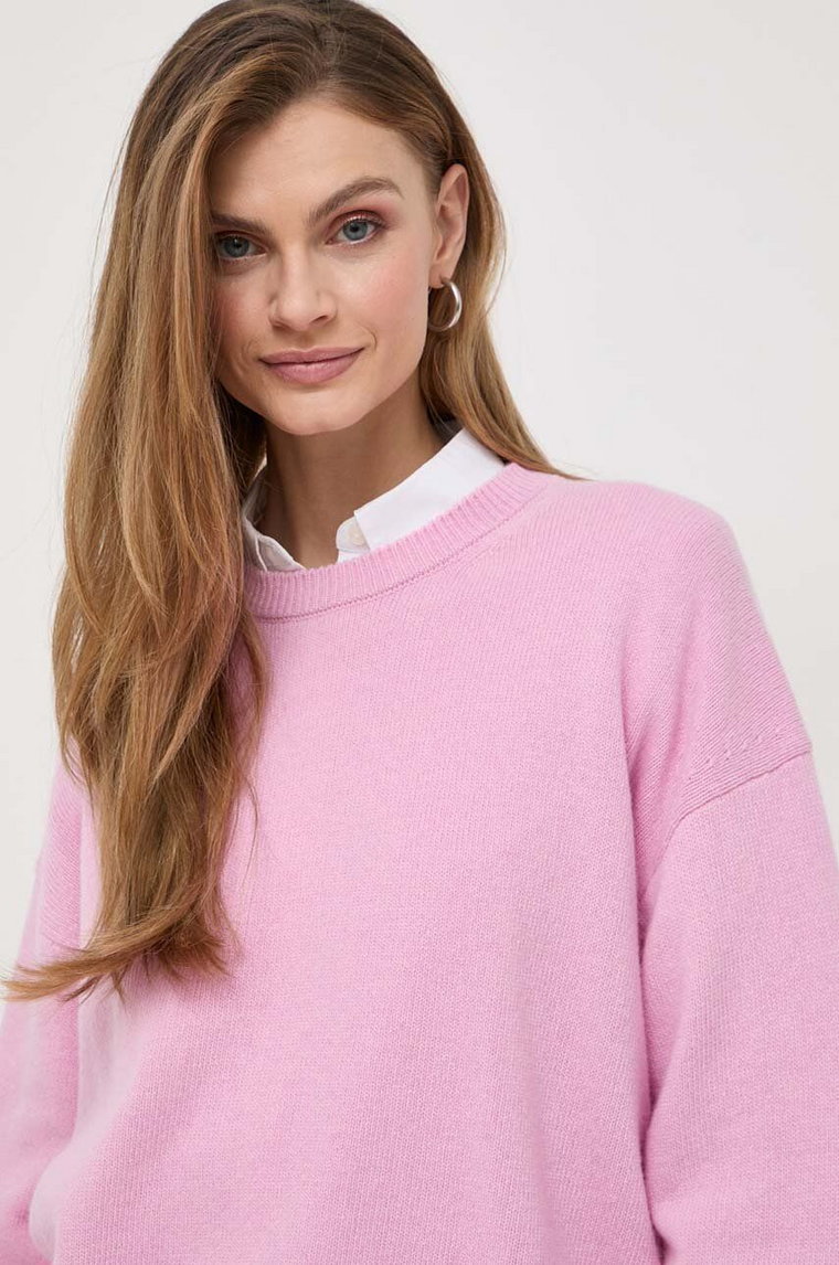 Weekend Max Mara sweter wełniany damski kolor różowy 2415361161600