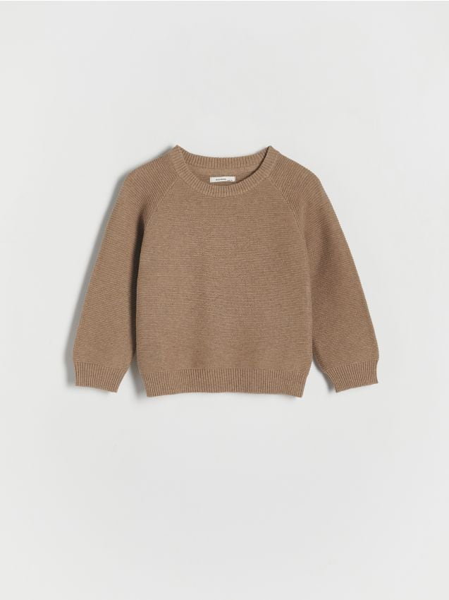 Reserved - Strukturalny sweter z bawełną - brązowy