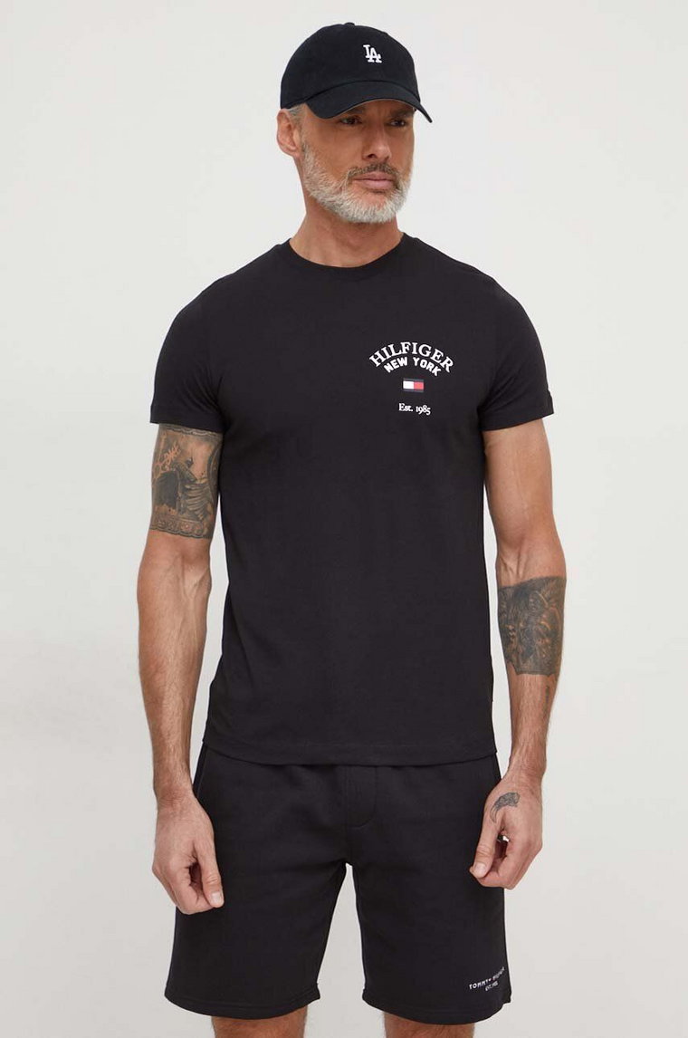 Tommy Hilfiger t-shirt bawełniany męski kolor czarny z nadrukiem MW0MW33689