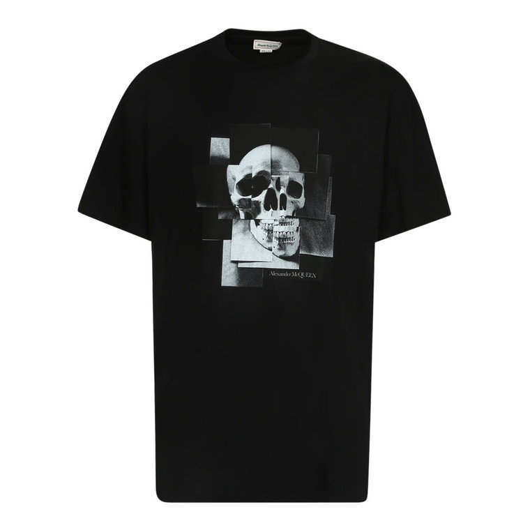 Czarna koszulka z nadrukiem czaszki Alexander McQueen