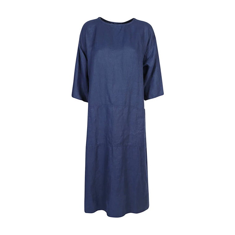 Niebieska lniana sukienka koszulowa Sarahwear